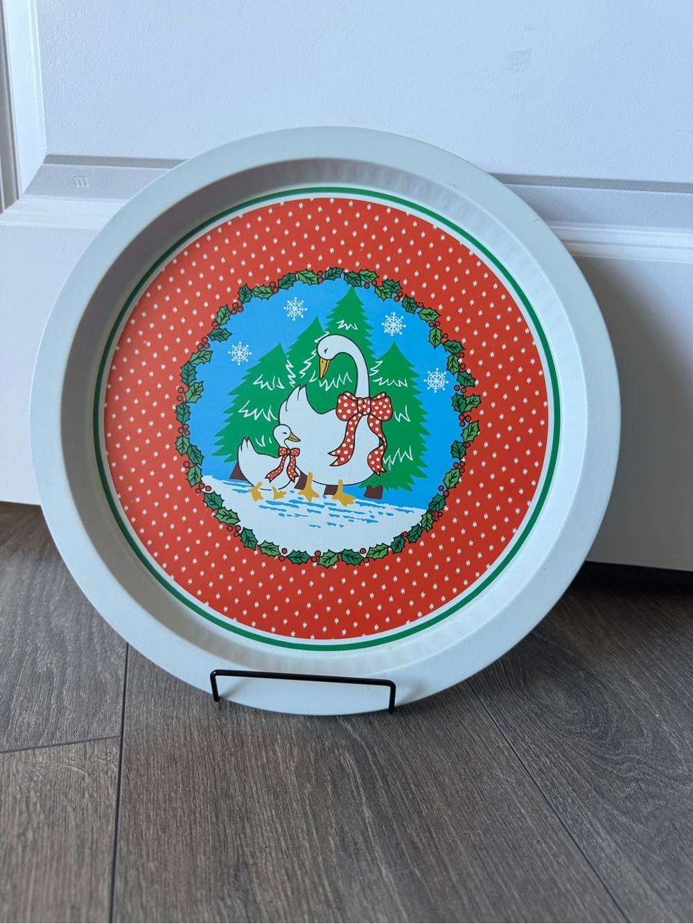 Vintage Holiday Goose Serving Tray